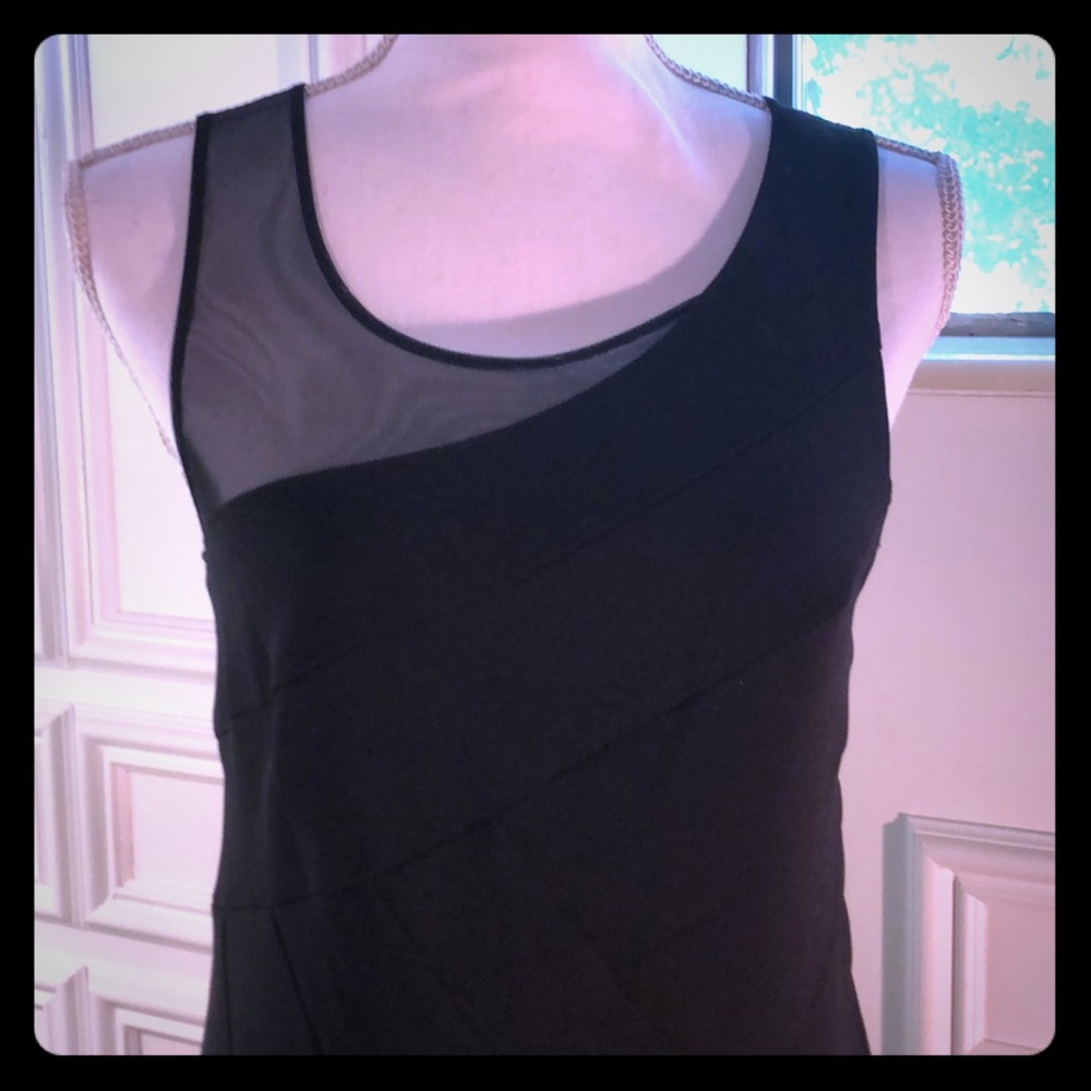 Sleeveless dress with mesh inset